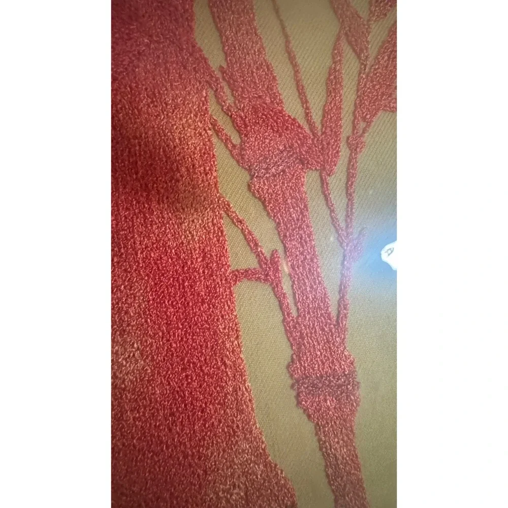 Vintage Red Bamboo Textile Art Framed Asian Embroidery Calligraphy Signed 20x16